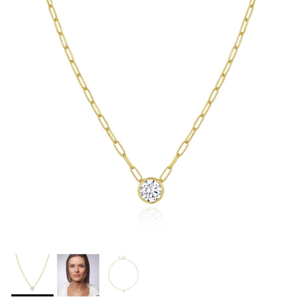 Gold Necklace with Crystal Pendant